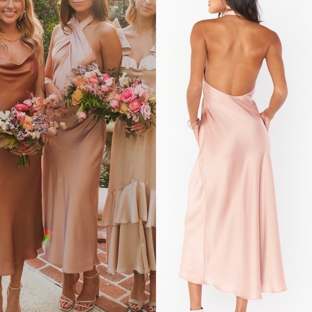 Show Me Your Mumu Jasmine Halter Midi Dress in Rose Gold large